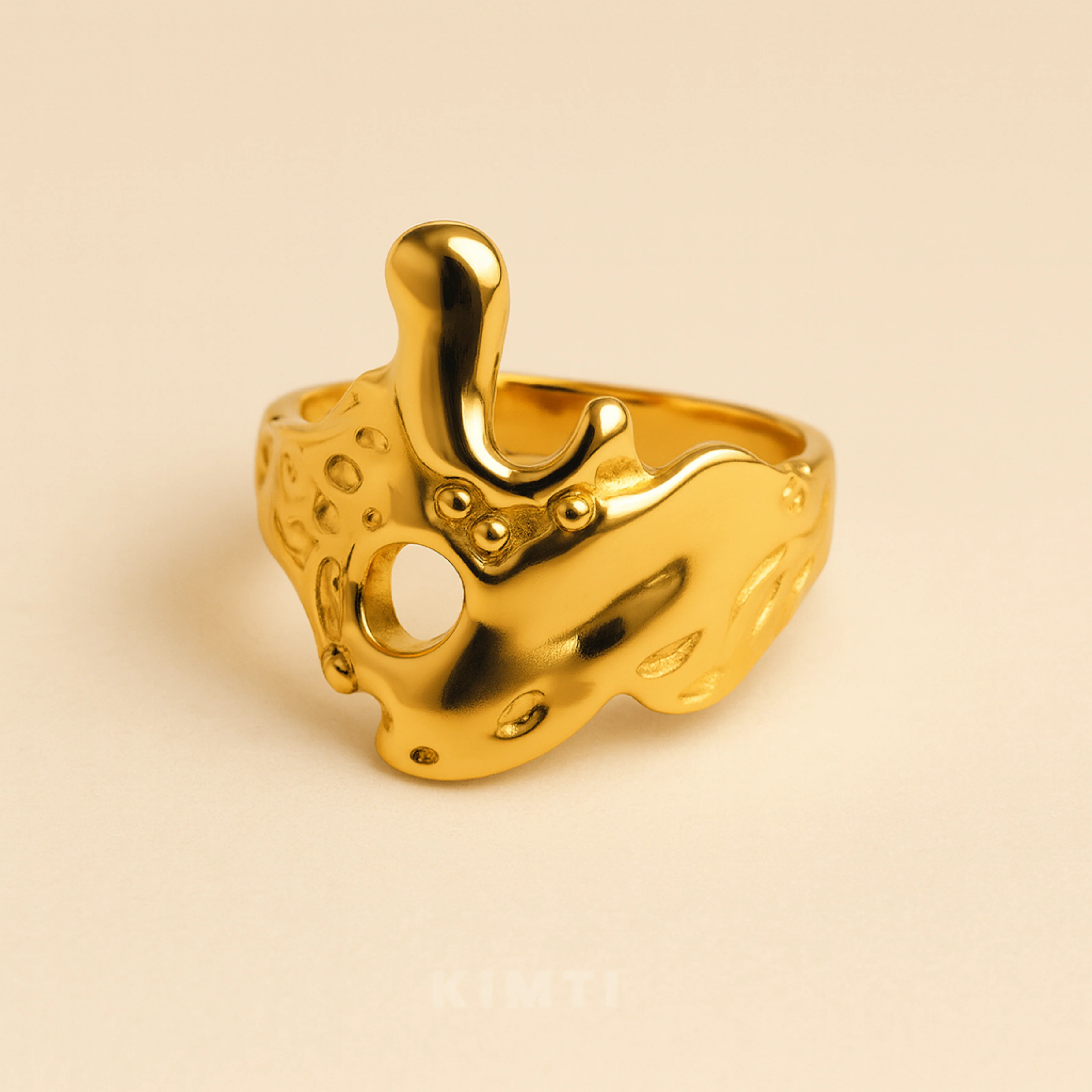 18K Gold Plated Abstract Melt Ring - Image 2