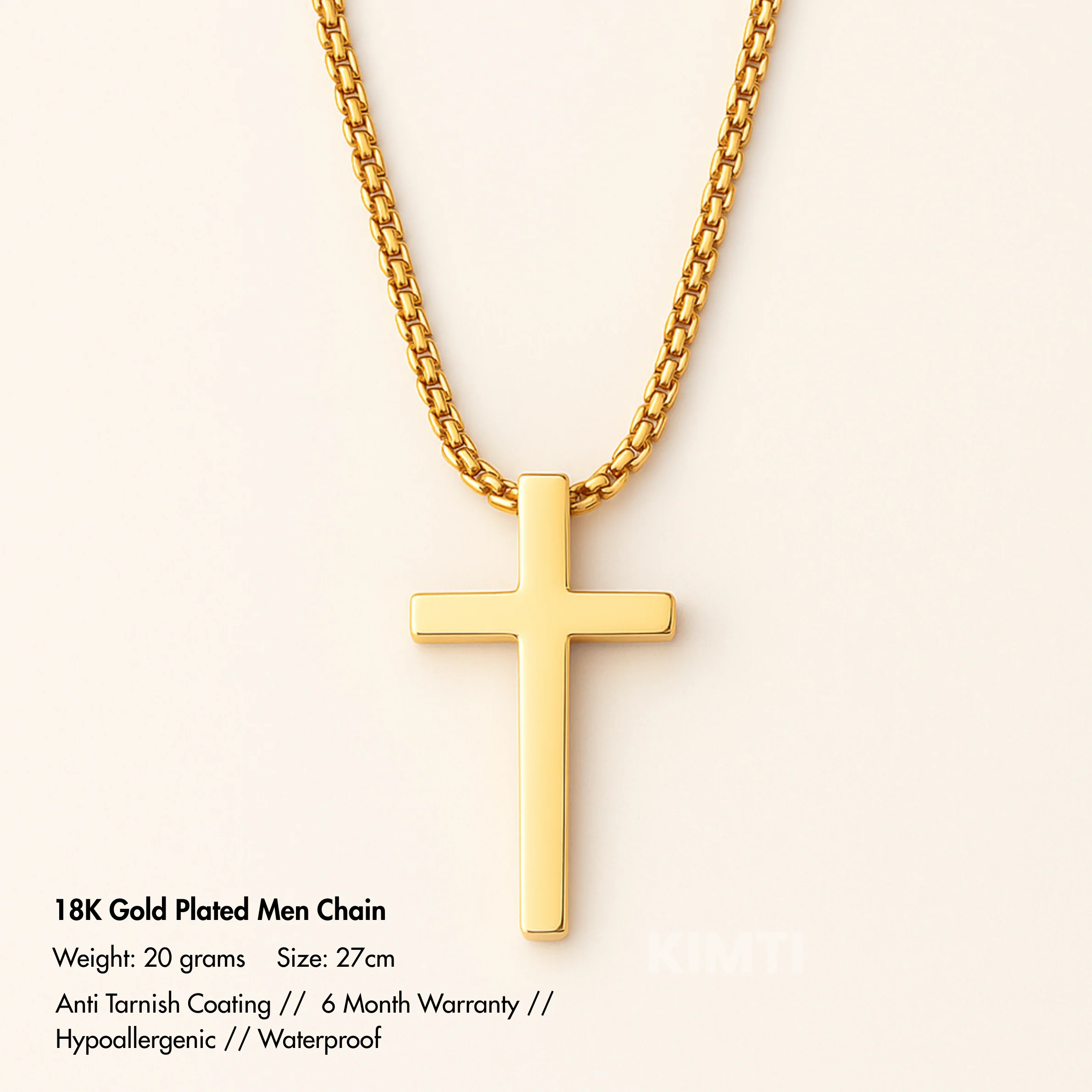 18K Gold Plated Anti Tarnish Christ's Crucifix Men Chain - Image 2