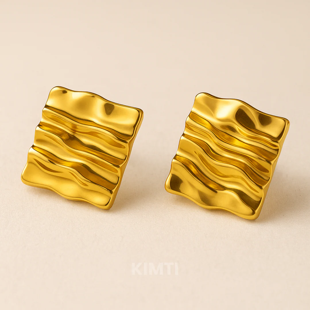18k Gold plated Aqua Drops Anti Tarnish Earring - Image 2