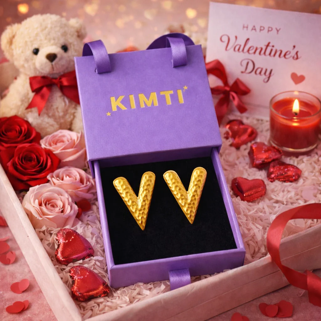18K Gold Plated As Pretty Heart Stud Earrings - Image 2
