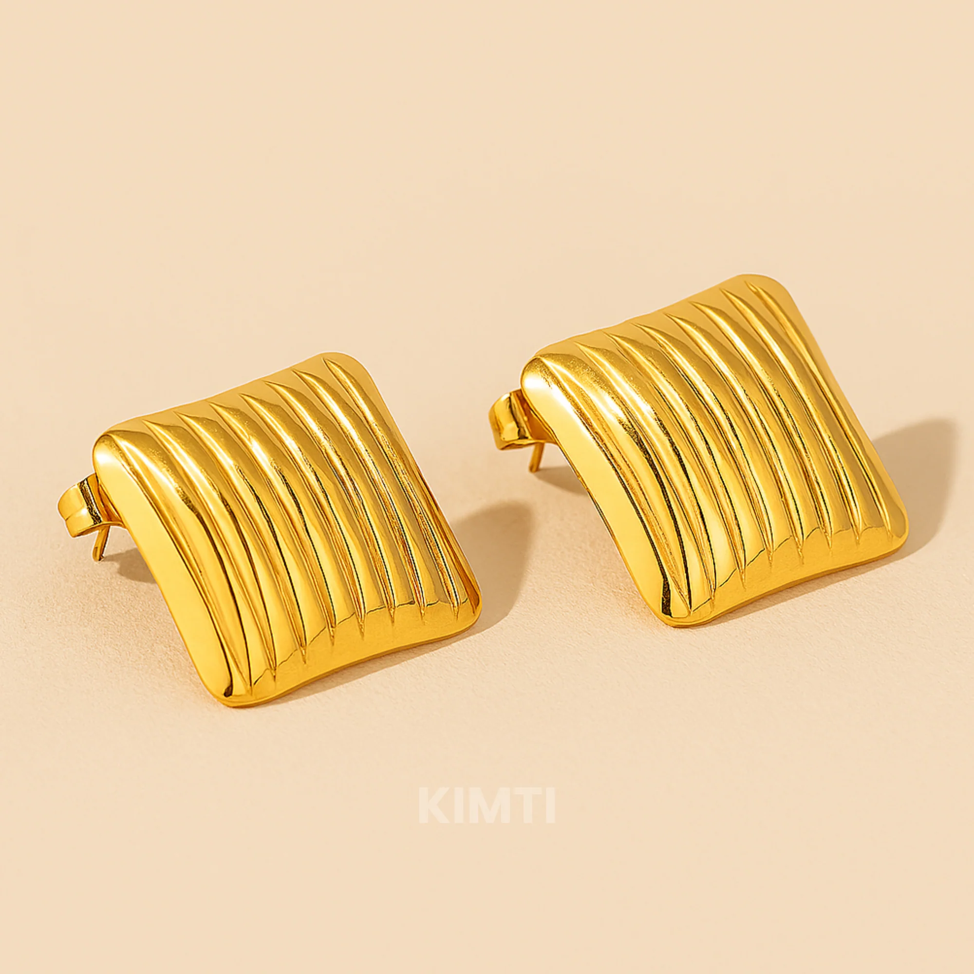 18k Gold Plated Bold Legacy Studs Earring - Image 3