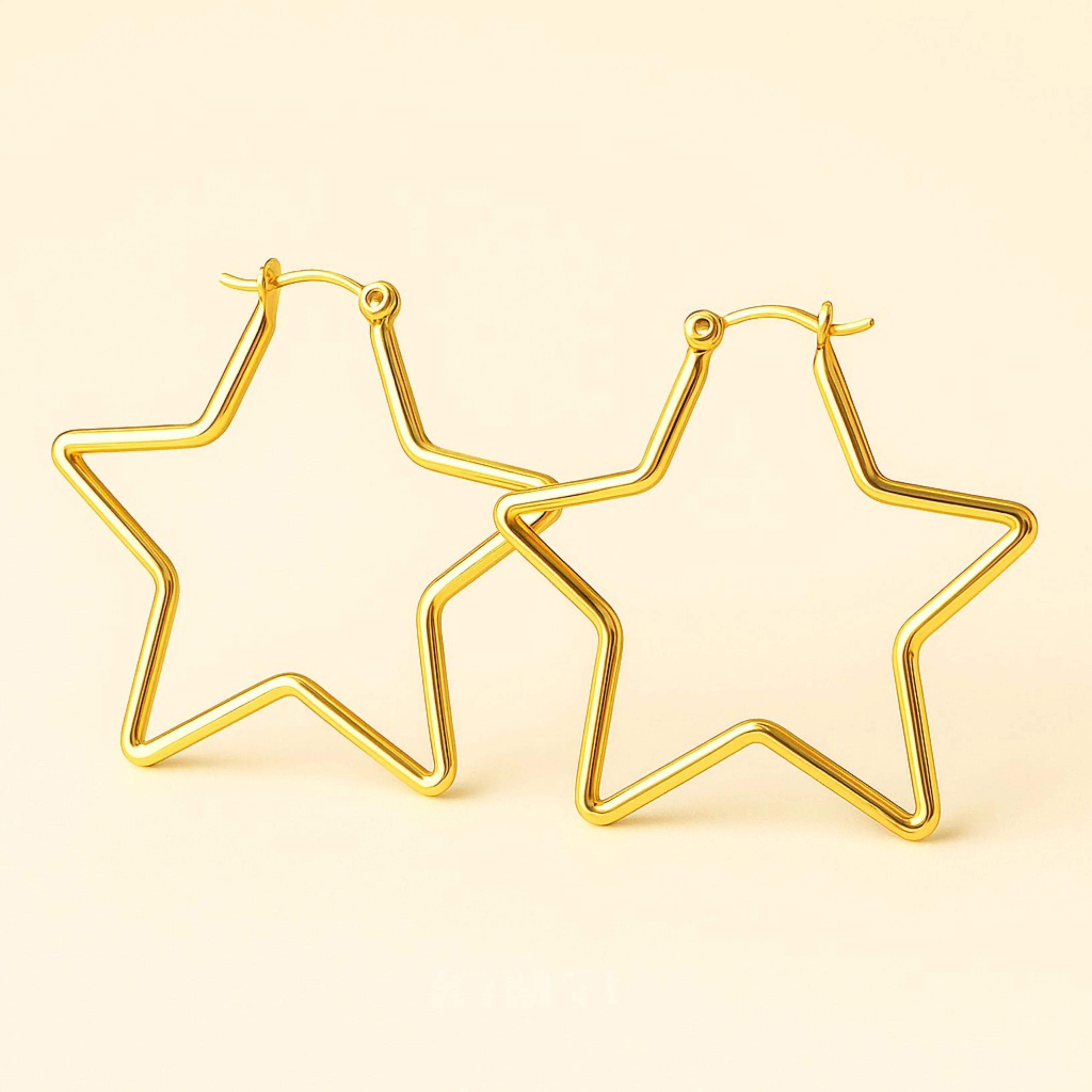 18K Gold Plated Celestial Star Hoops