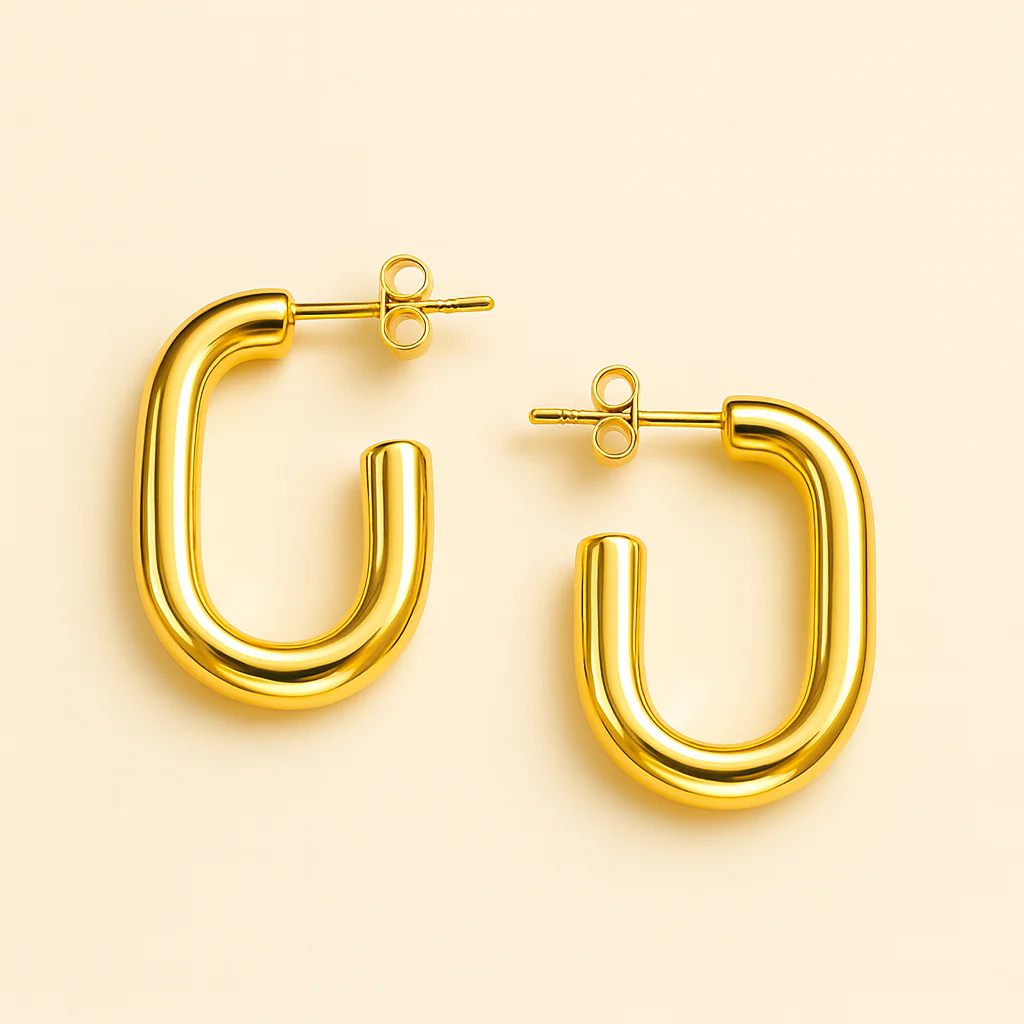 18K Gold Plated Circular Hoop Anti Tarnish Earrings - Image 9