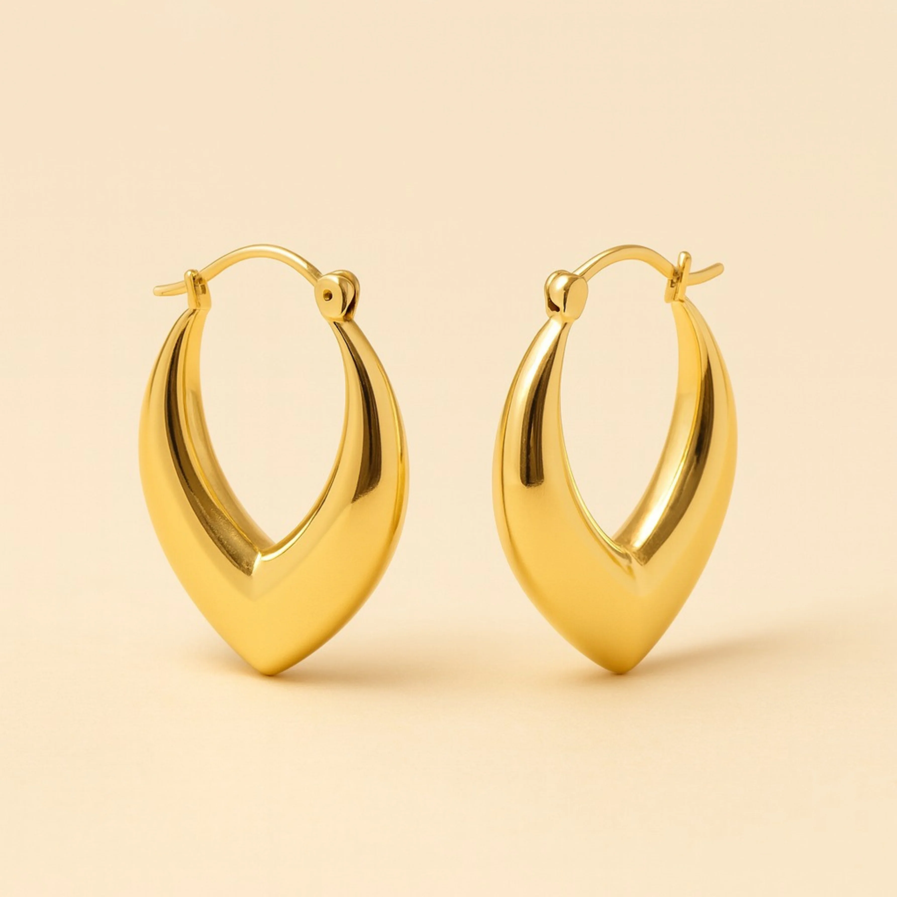 18K Gold Plated Elegant V-Drop Hoops - Image 3
