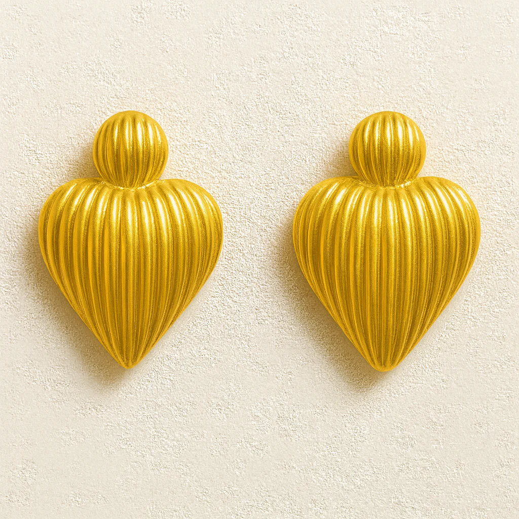 18k Gold plated Golden Ripple Hearts earrring