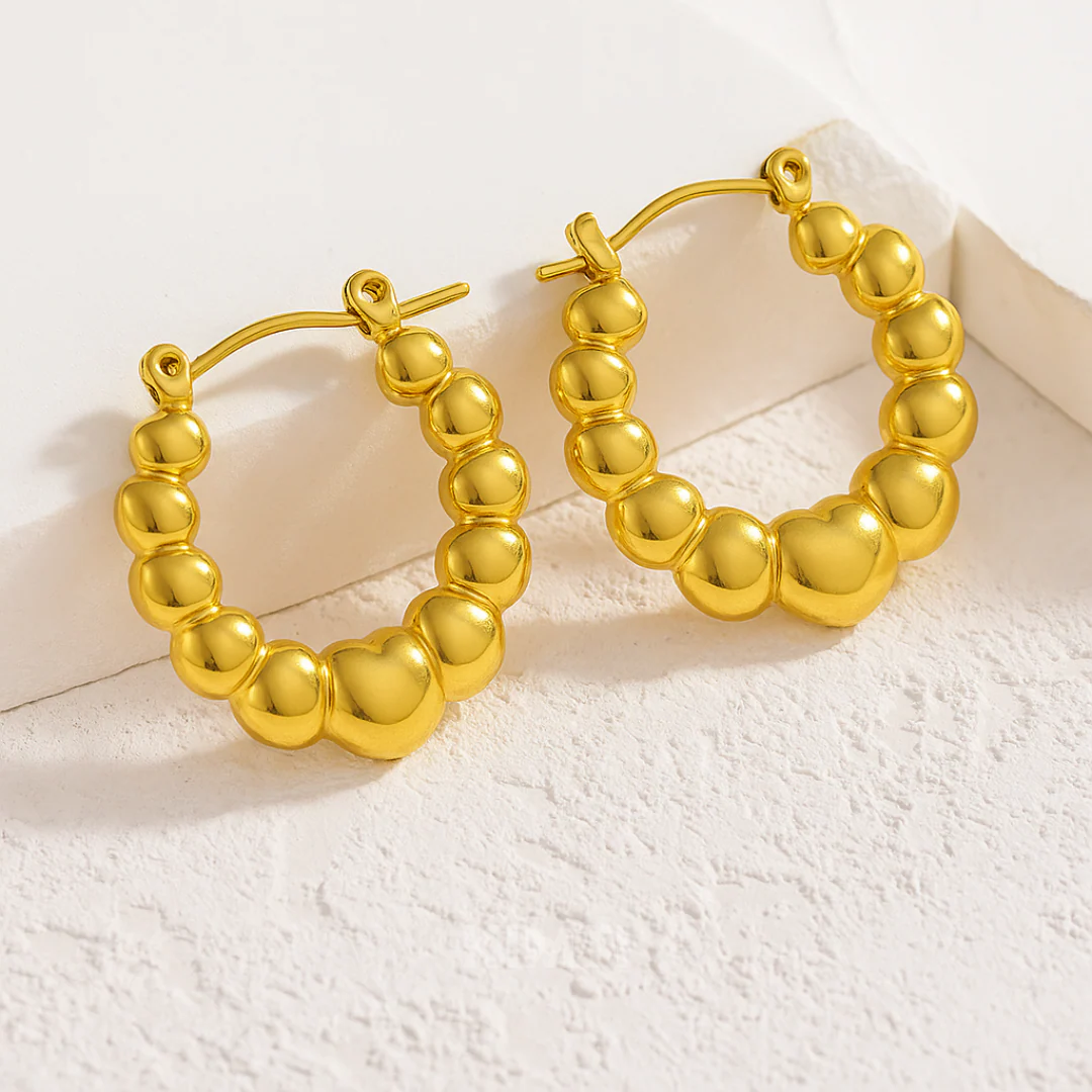 18K Gold Plated Heart layered Hoops Anti Tarnish Earring - Image 12