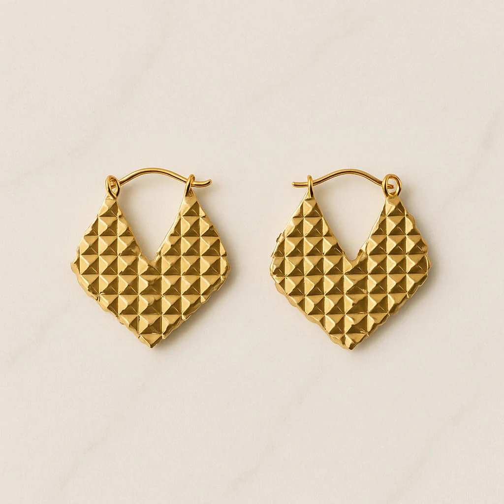 18k gold plated Textured Treasure Earrings - Image 4