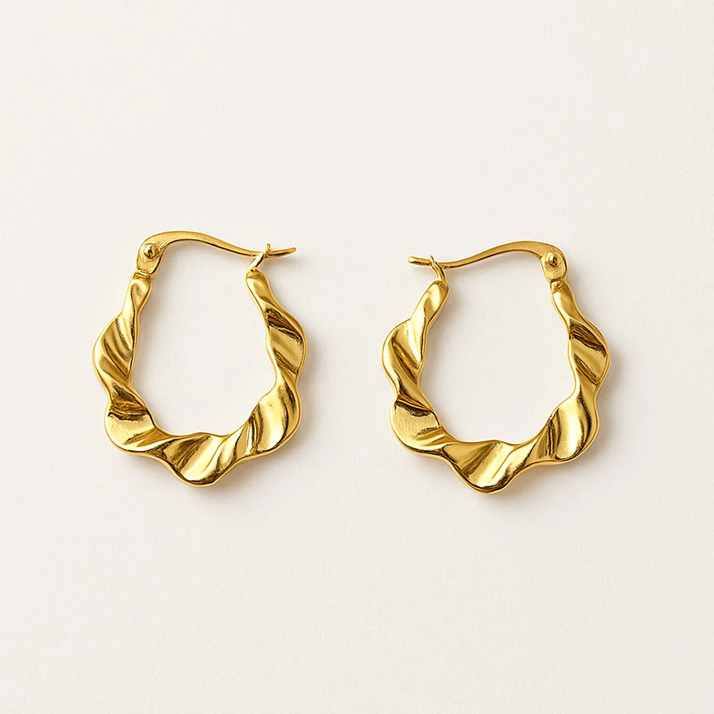 18k Gold plated Velour Shine hoop Earrings - Image 20
