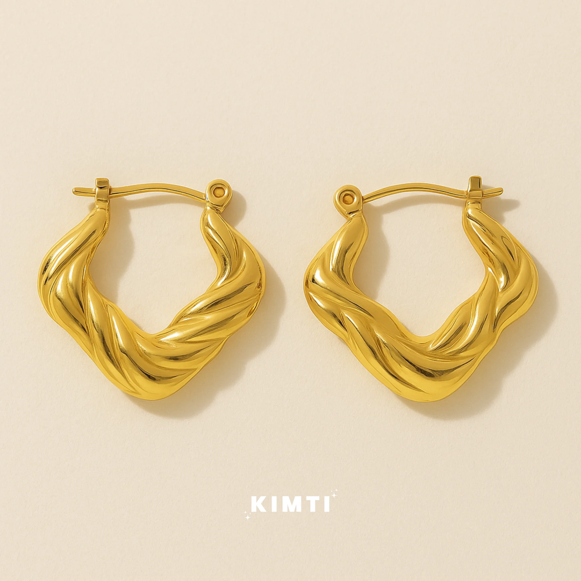 18k Gold Plated Vintage Geometric Hoop Anti Tarnish Earring - Image 7