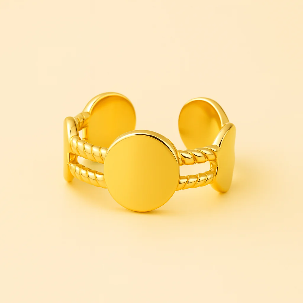 18K Golden Medallion Link Ring - Image 3