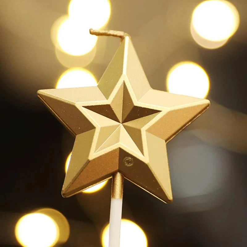 2 Inch Golden 3D Style Star Shaped Candle (Pack of 1) - Image 2
