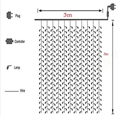 20x10 Feet Warm White Curtain String LED Waterfalling Lights (Pack of 1 With 180 LED, 8 Mode) - Image 7