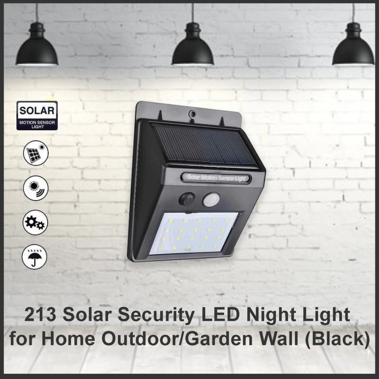 Solar Security LED Night Light for Home Outdoor / Garden Wall (Black) (20-LED Lights) - Image 3