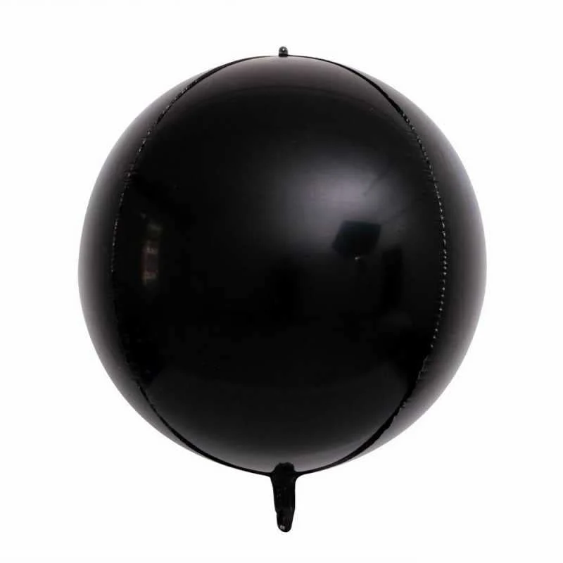 22 Inch Black Color 4D Round Aluminum Foil Balloon