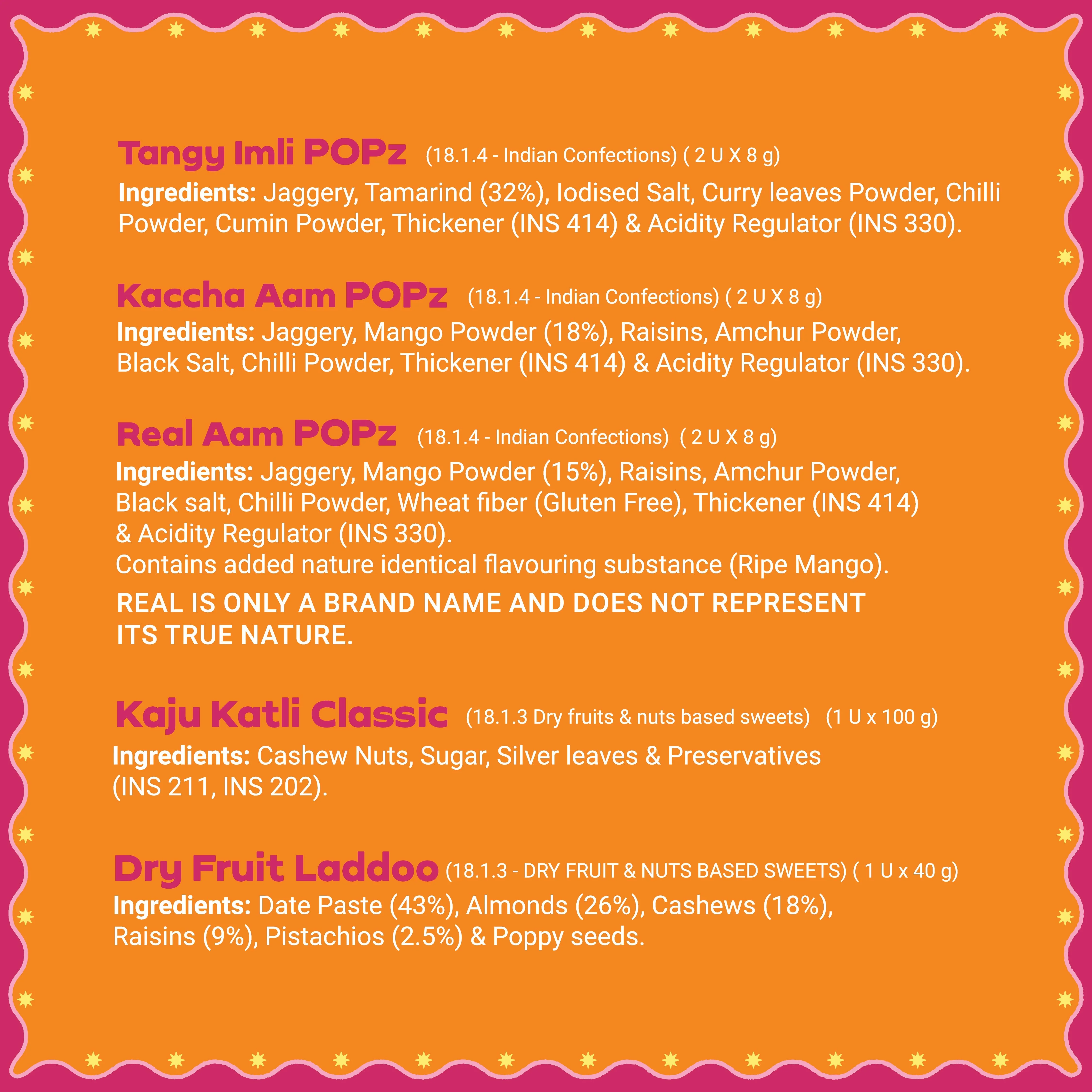 22 Items | Premium Diwali Gift Box | By GO DESi | Peacock Diya | Barbeque Peanuts | Soya Sticks | Kaju Katli | Dry Fruit Laddoo |  DESi POPz: Tangy Imli, Real Aam, Kaccha Aam | Meetha Paan | Fruti Twist: Real Aam, Kaccha Aam, Guava - Image 11