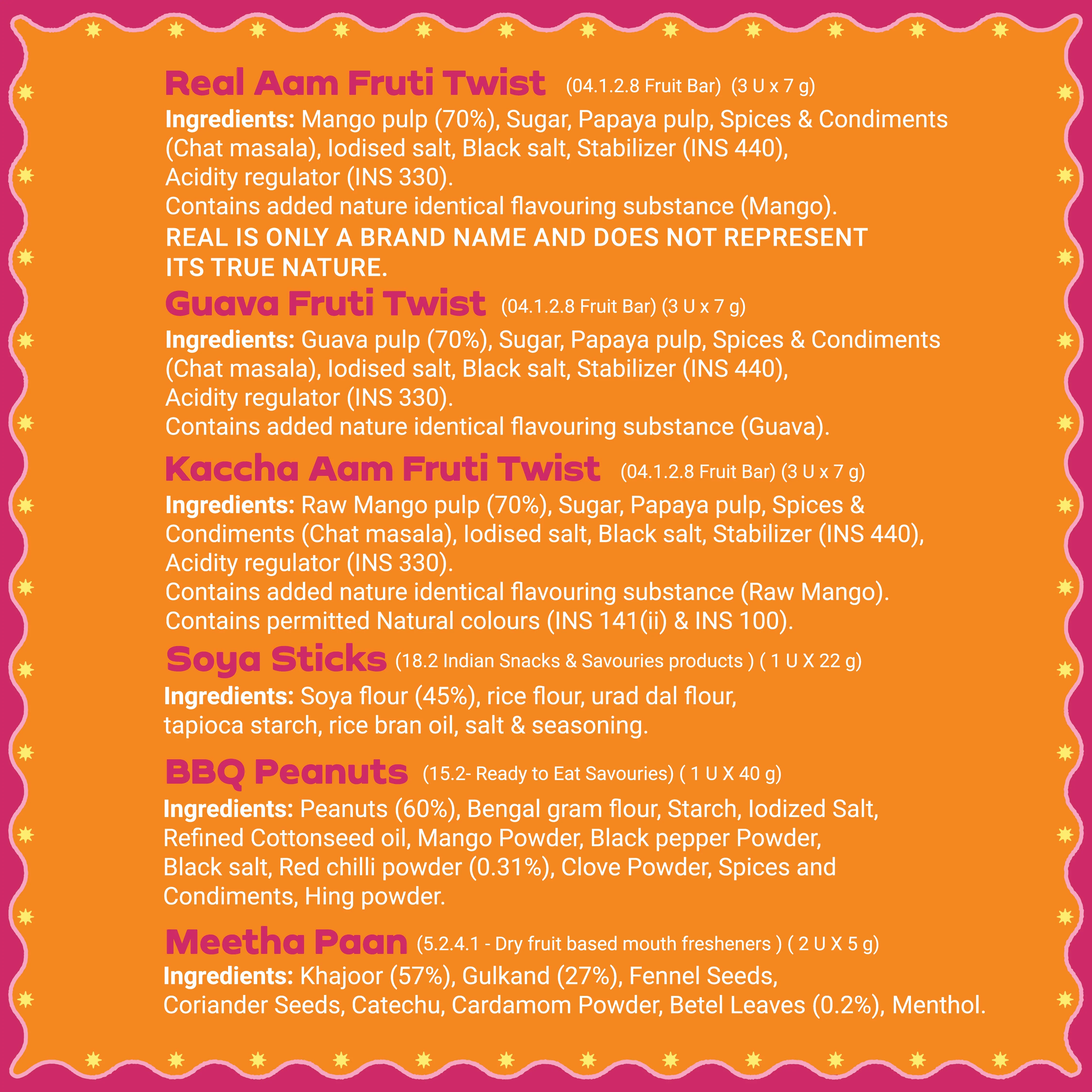 22 Items | Premium Diwali Gift Box | By GO DESi | Peacock Diya | Barbeque Peanuts | Soya Sticks | Kaju Katli | Dry Fruit Laddoo |  DESi POPz: Tangy Imli, Real Aam, Kaccha Aam | Meetha Paan | Fruti Twist: Real Aam, Kaccha Aam, Guava - Image 12
