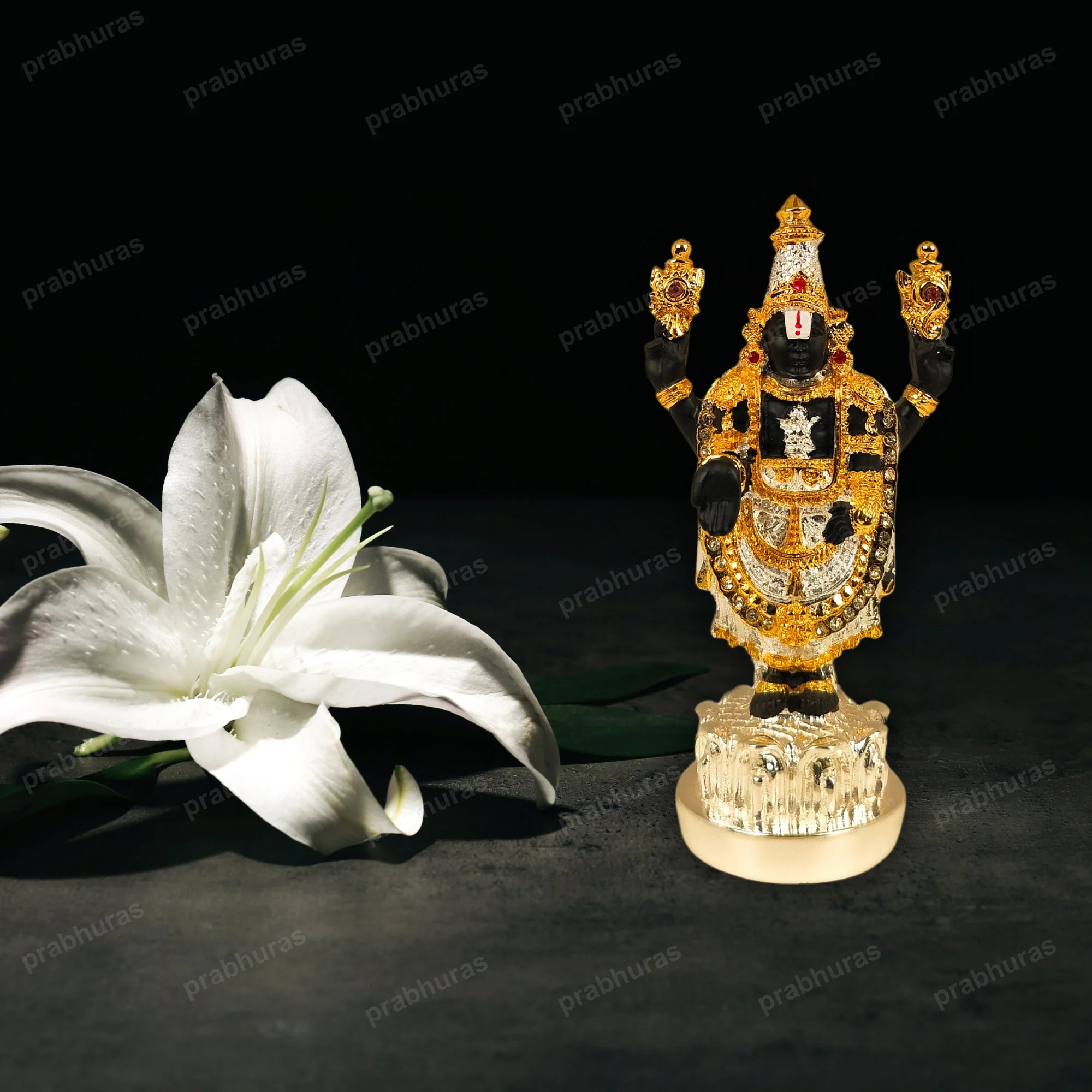 24 Carat Gold and 999 Pure Silver Coated Tirupati Balaji Idol - Image 12