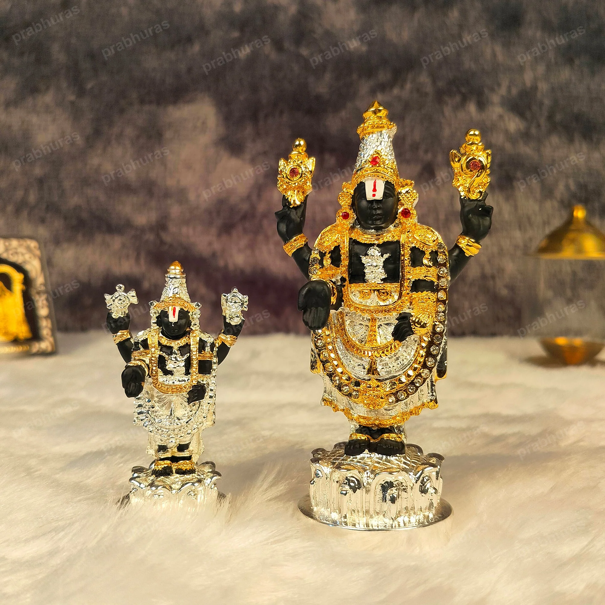 24 Carat Gold and 999 Pure Silver Coated Tirupati Balaji Idol - Image 8