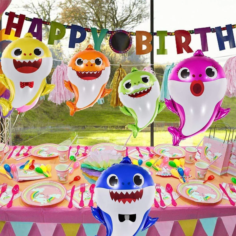 25 Inch Baby Shark Shaped Foil Balloon (Blue) (Pack of 1) - Image 4