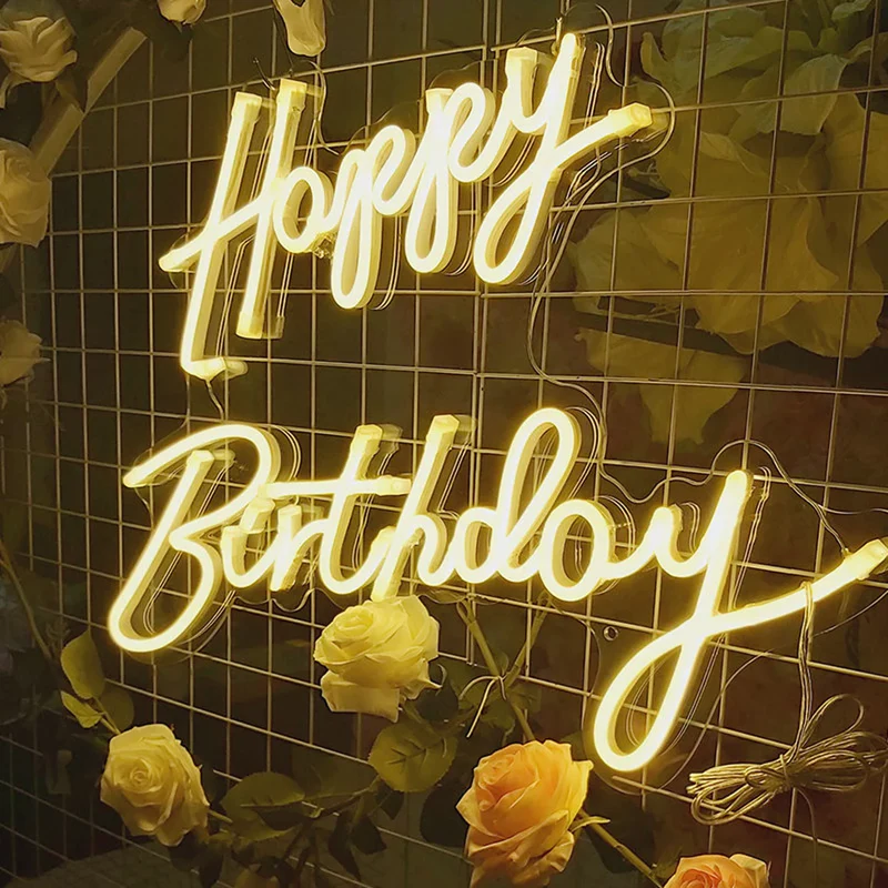 27 Inch Happy Birthday  Led Neon Light Sign (Warm White)(Pack of 1) - Image 4