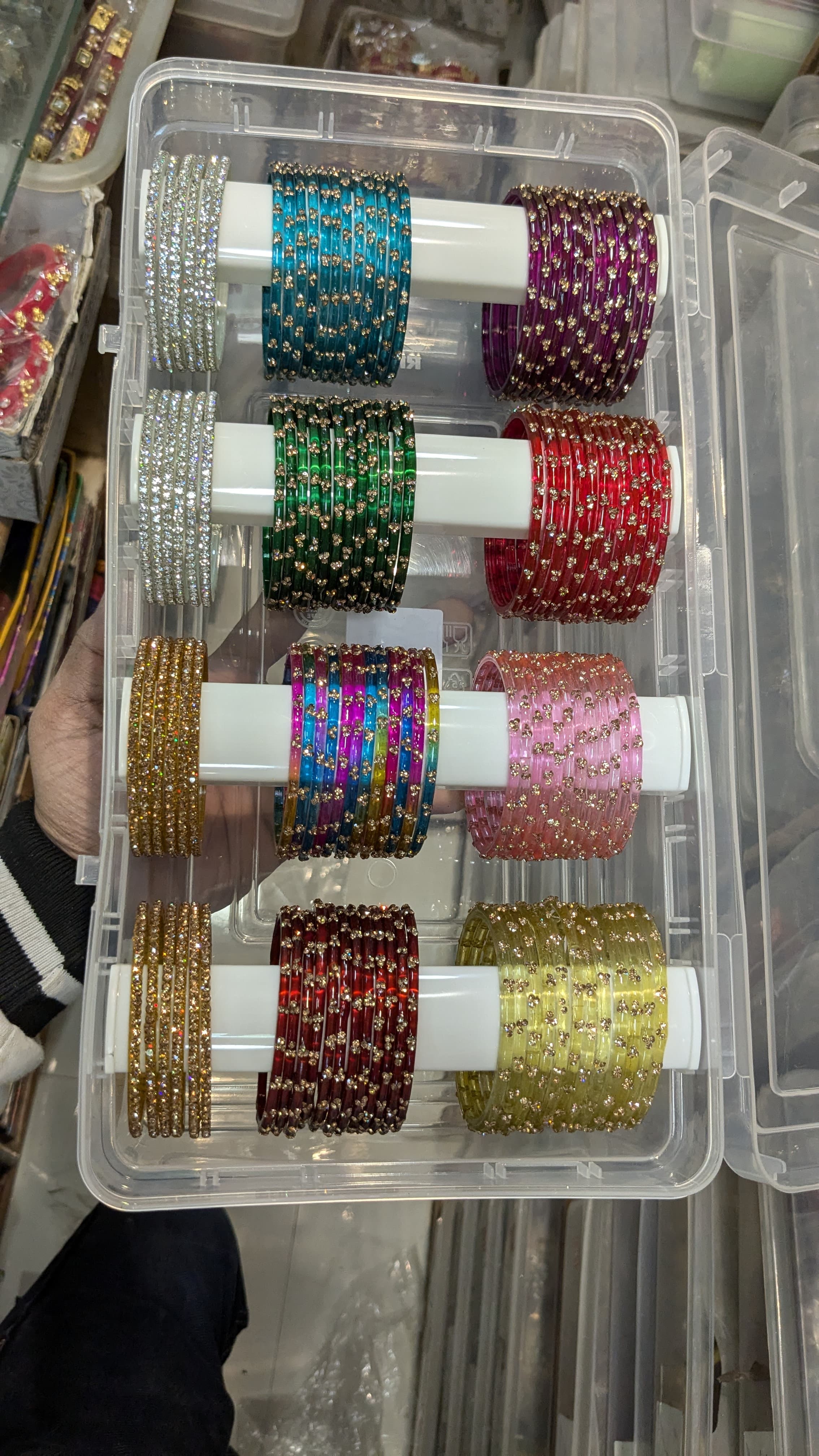 3 drop glass bangles with organiser - Image 9