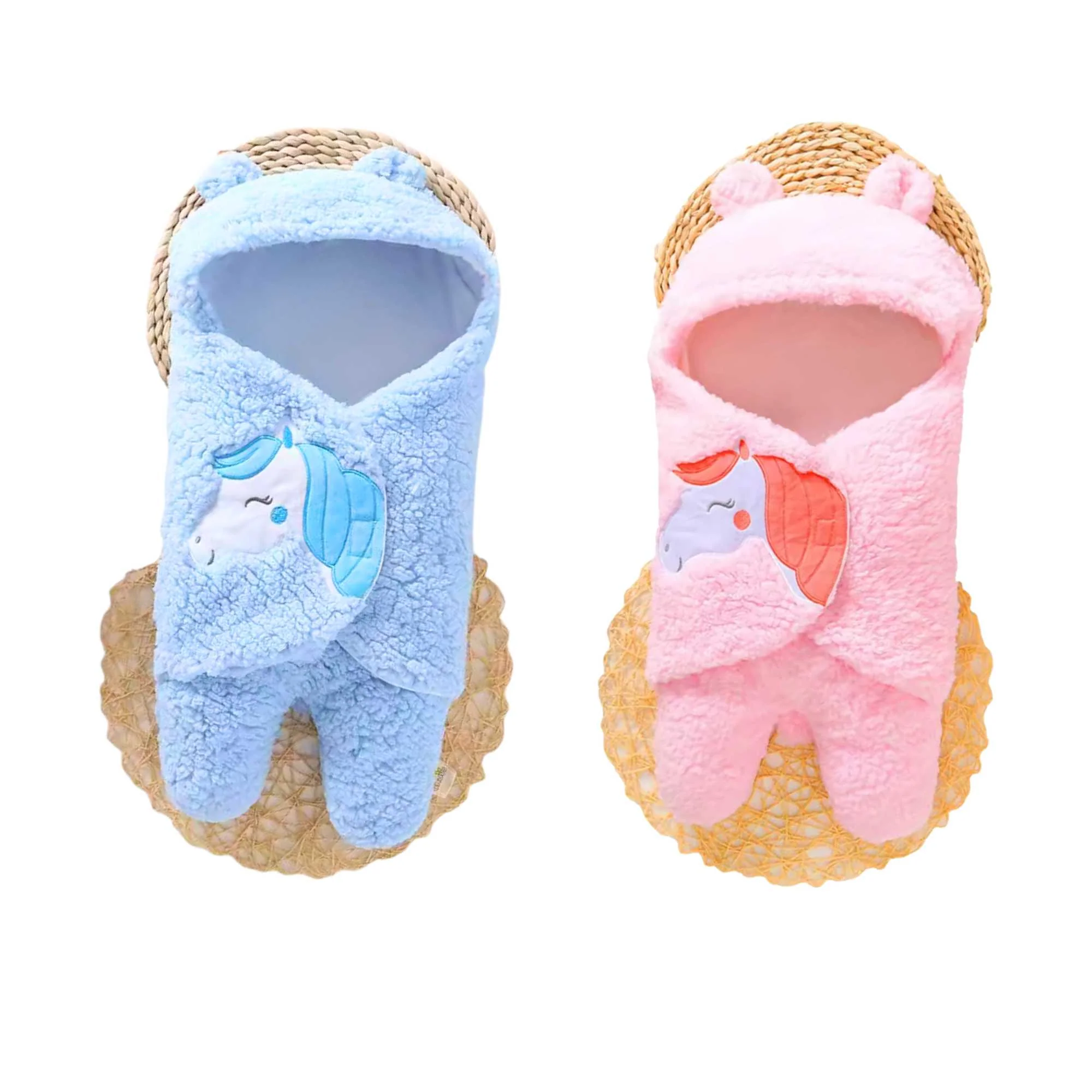 3-In-1 Fleece Unicorn Hooded Wrap With Velcro Lock | Set Of 2