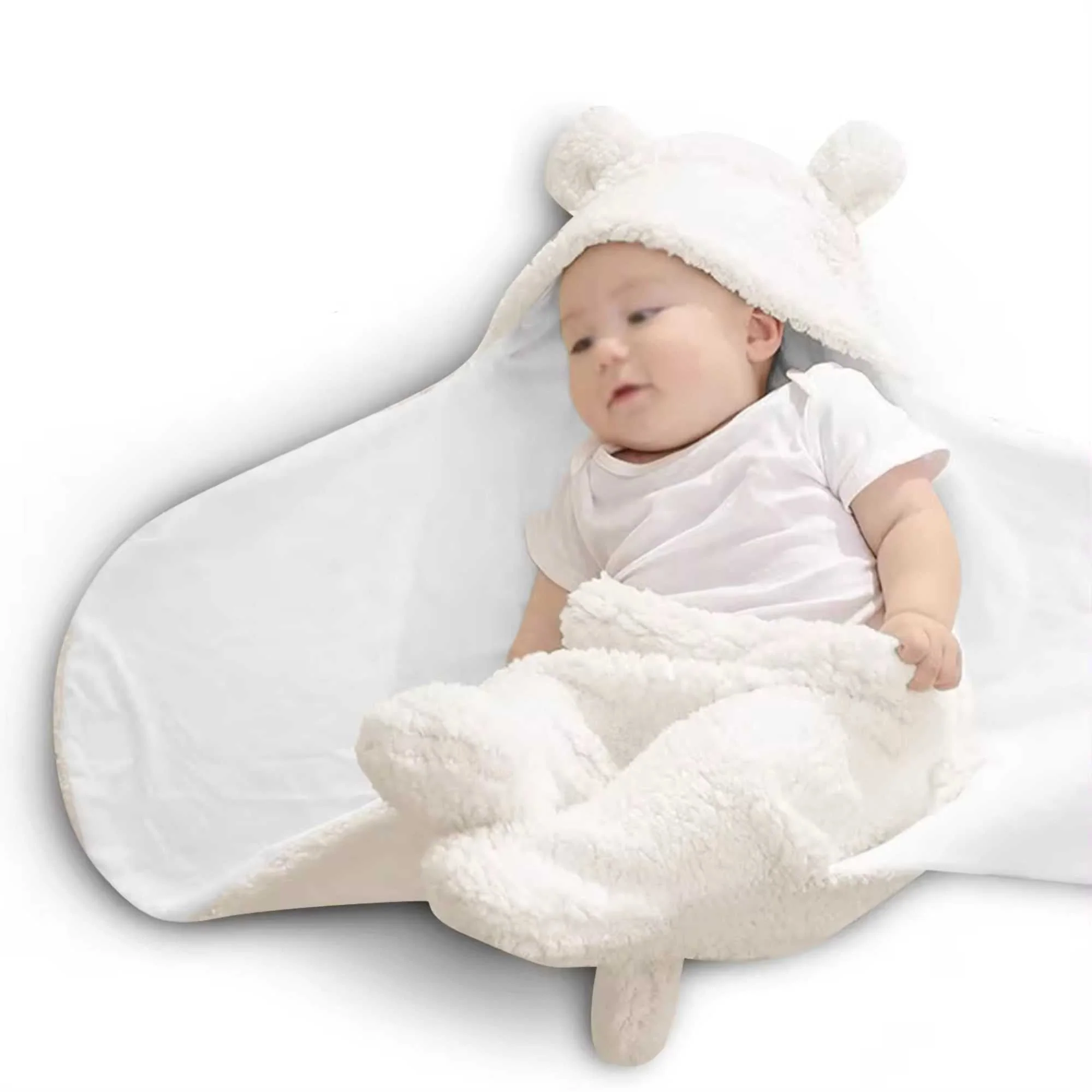 3-In-1 Plain Hooded Baby Blanket Wrapper With Velcro Lock - Image 9