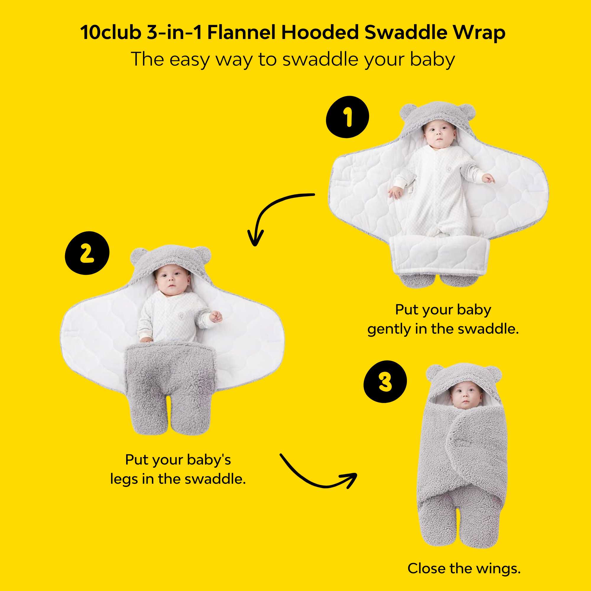 3-In-1 Unicorn Hooded Baby Blanket Wrapper With Velcro Lock - Image 13