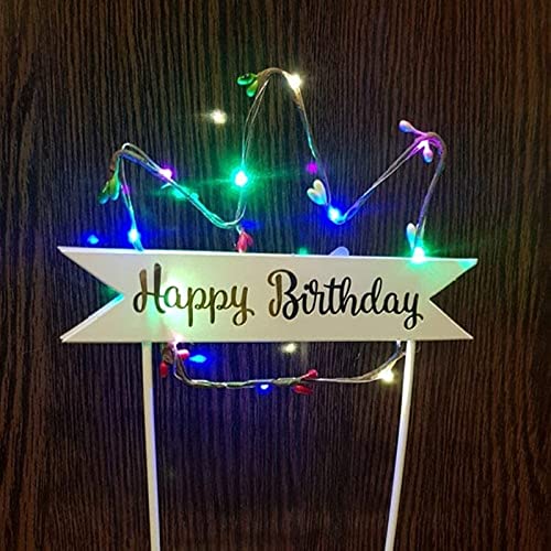 3 Inch Happy Birthday Crown Shape Multicolor Led Cake Toppers - Image 2
