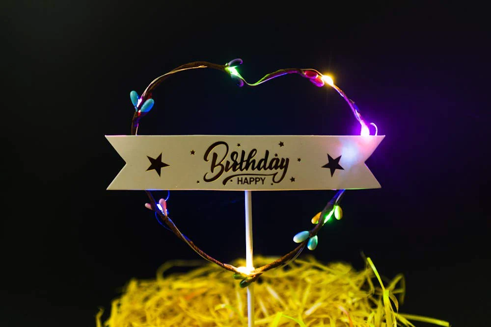 3 Inch Happy Birthday Heart Shape Multicolor Led Cake Toppers - Image 3