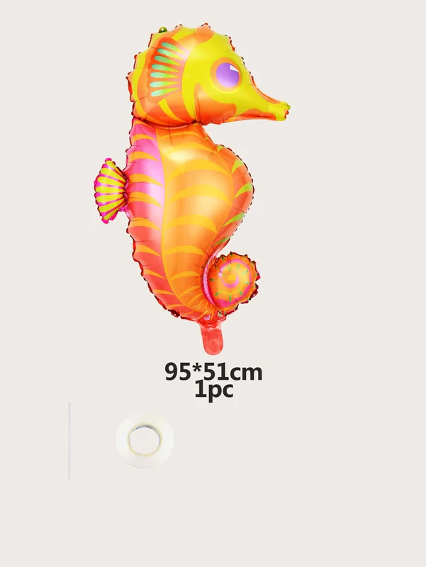 30 Inch Multicolor Hippocampus Sea Horse Shaped Foil Balloon (Pack of 1) - Image 2