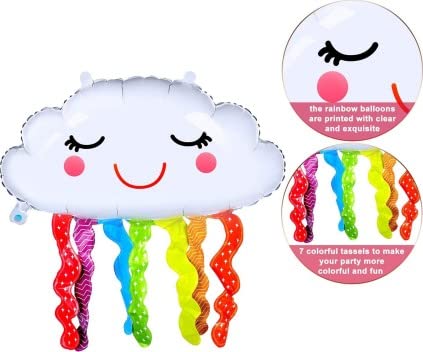 30 Inch Multicolor Rainbow Smiling Cloud Foil Balloon Set (Pack of 5) - Image 5