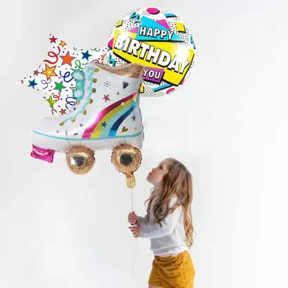 30 Inch Roller Skate Foil Balloon Pack of 5pcs (Multicolor) - Image 2