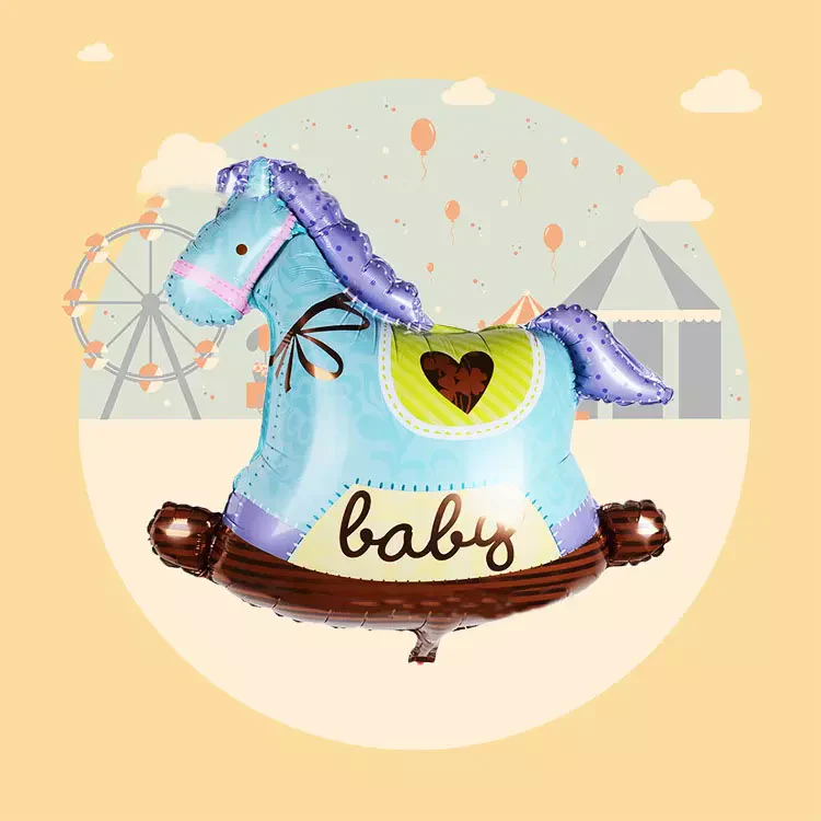 31 Inch x 37 Inch Rocking Horse Shape Foil Balloons (Blue) (Pack of 1) - Image 2