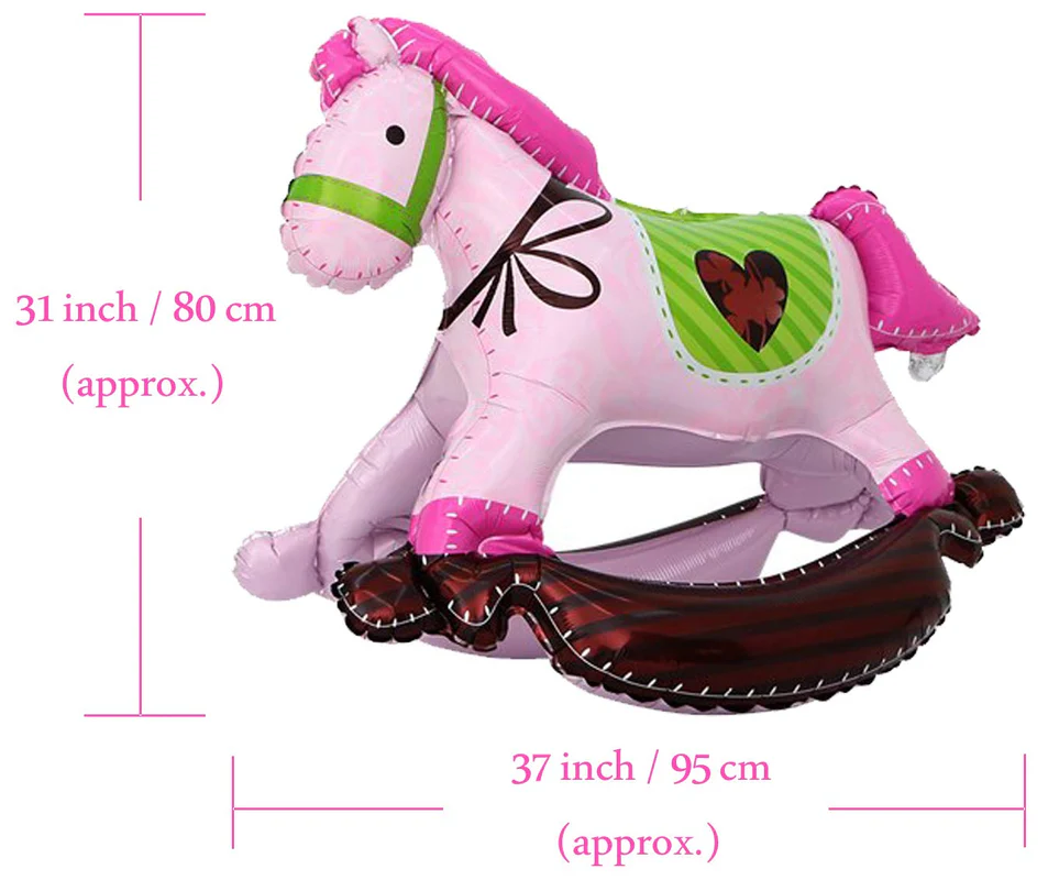 31 Inch x 37 Inch Rocking Horse Shape Foil Balloons (Pink) (Pack of 1) - Image 3