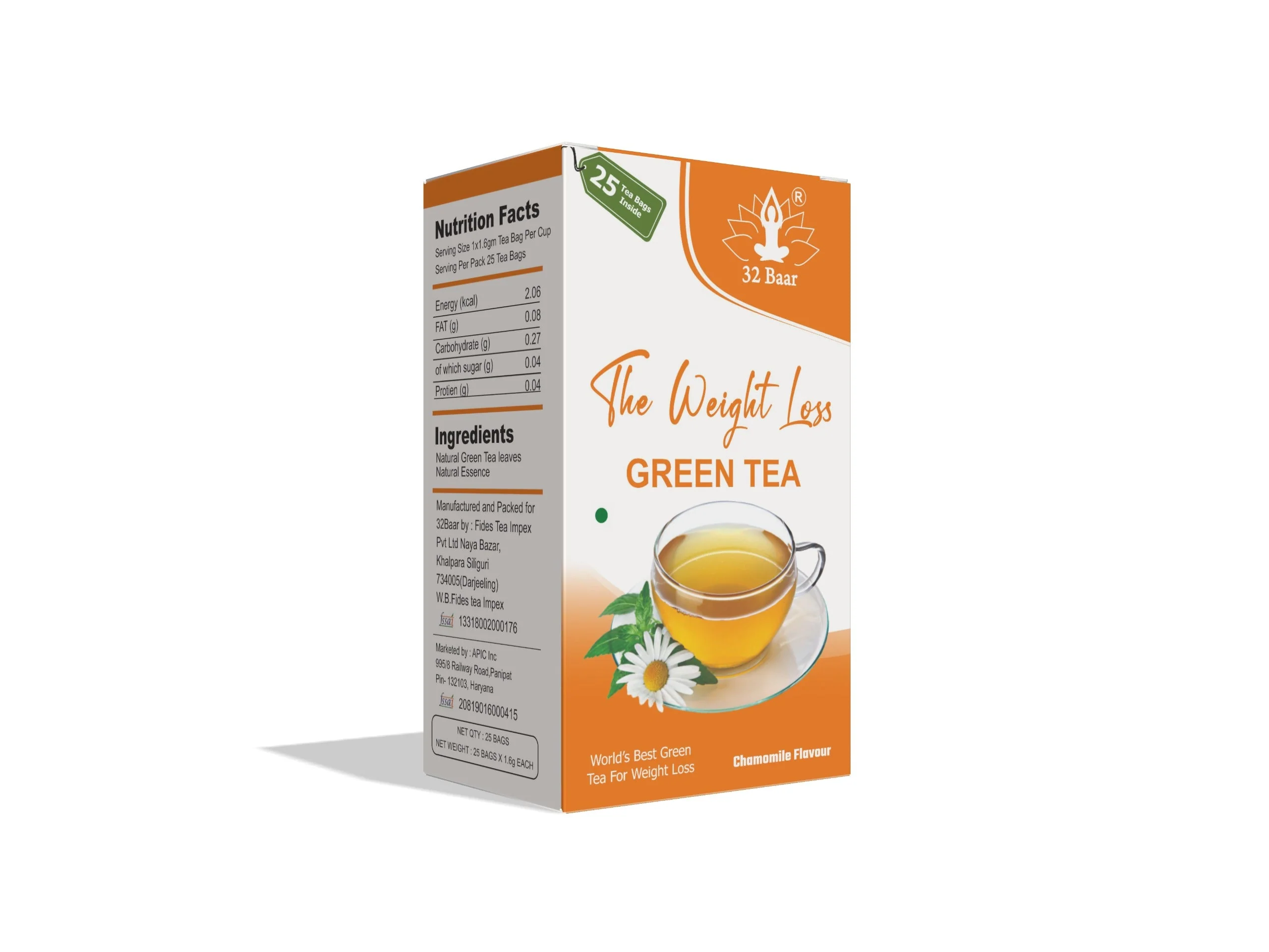 32 Baar Pack of 2 Chamomile & Natural Green Tea Bags( Total 50 Tea Bags) - Image 3