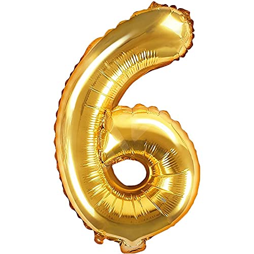 32 Inch Number 6  Gold Foil Balloon With 10 Pcs Confetti Balloons - Image 2