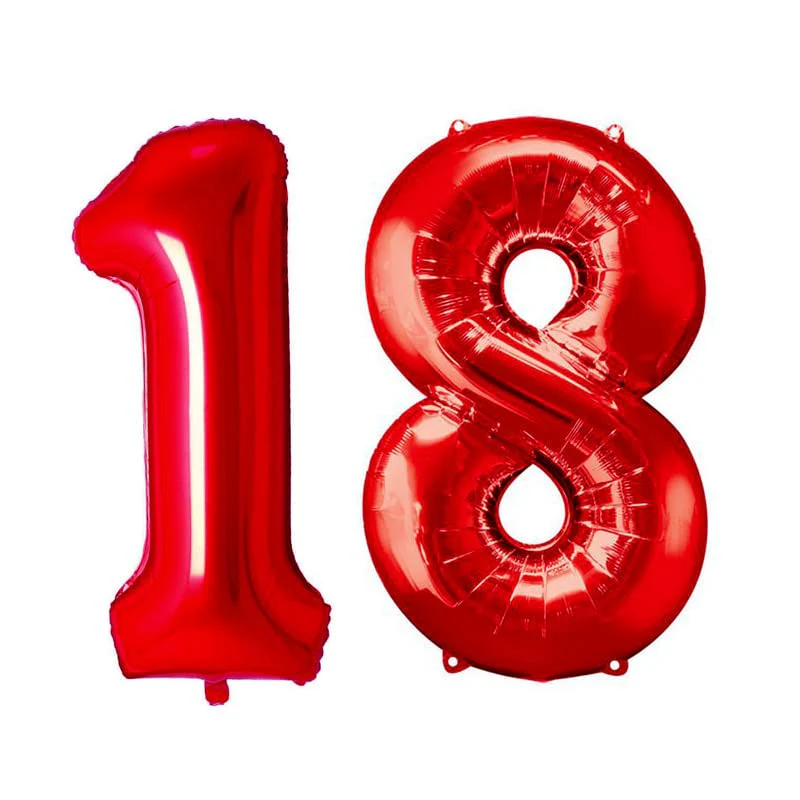 32 Inch Solid 18 Number Blue Foil Balloon