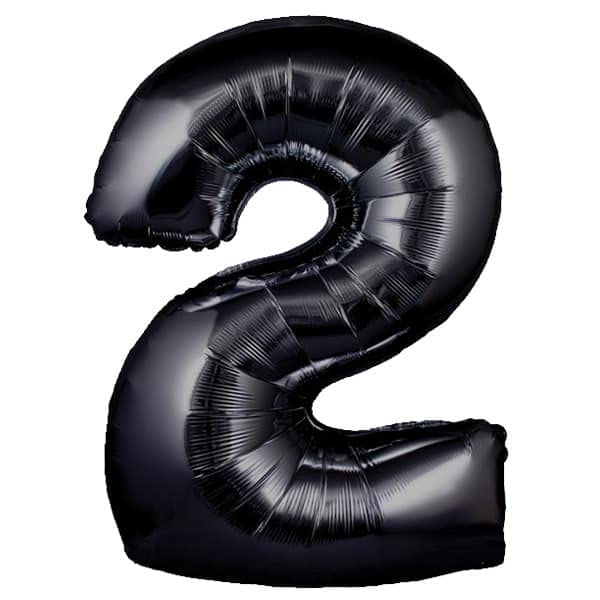 32 Inch Solid 2 Number Black Foil Balloon