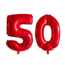 32 Inch Solid 50 Number Blue Foil Balloon