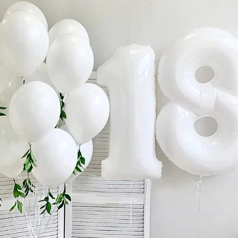 32 Inch Solid 8 Number White Foil Balloon - Image 3