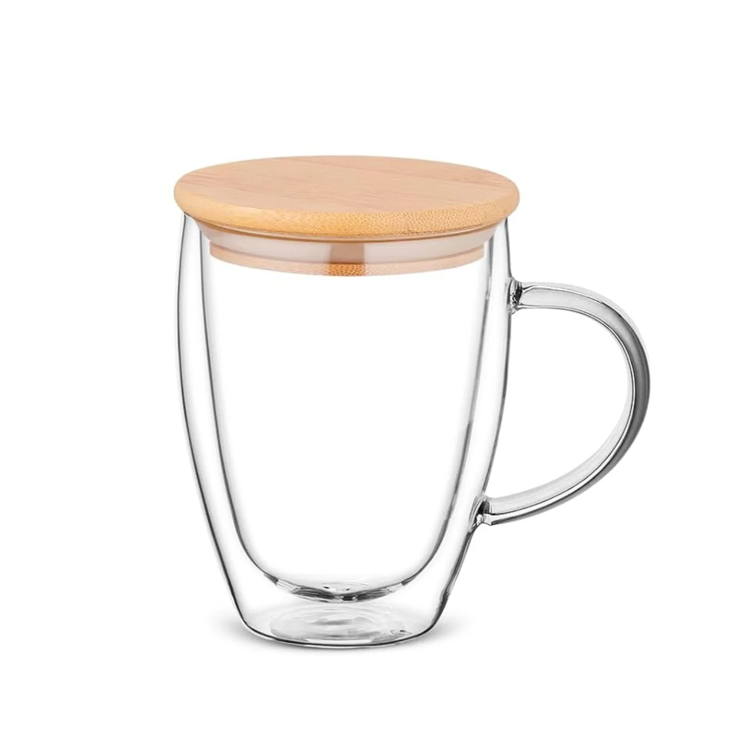 350 ml Double Wall Glass Coffee Mug with Wooden Lid | Borosilicate Insulated Cup for Hot & Cold Beverages | Cool-to-Touch, Anti-Condensation, Elegant Modern Design - Image 8