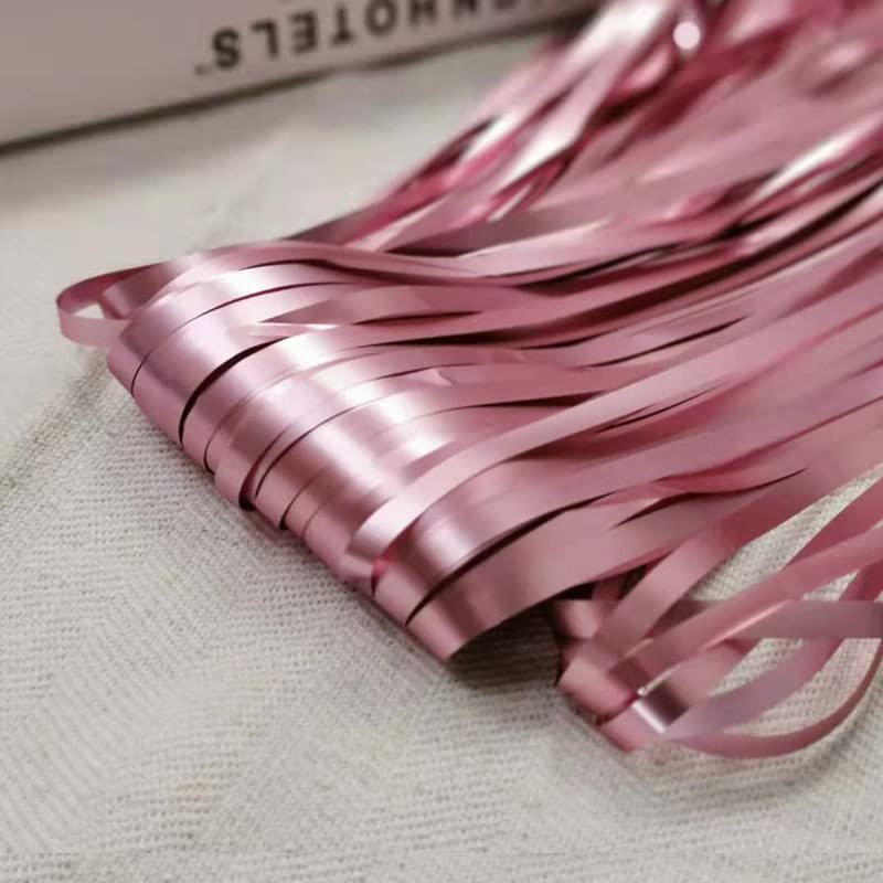 3Ft x 6Ft Brownish Rose Gold Chrome Foil Fringe Curtains (Pack of 2)
