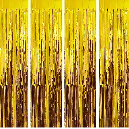 3Ft x 6Ft Gold Metallic Foil Fringe Curtains Photo Booth Tinsel Backdrop Door Curtain - Image 7