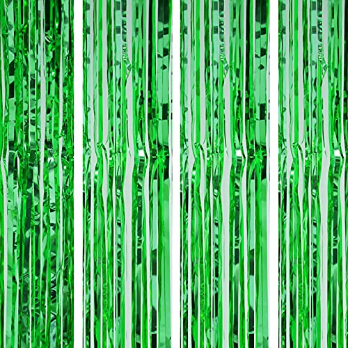 3Ft x 6Ft Green Metallic Foil Fringe Curtains Photo Booth Tinsel Backdrop Door Curtain - Image 4