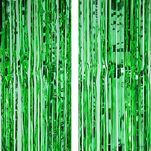3Ft x 6Ft Green Metallic Foil Fringe Curtains Photo Booth Tinsel Backdrop Door Curtain - Image 5