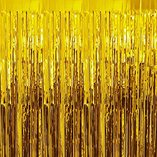 3ft x 6ft Metalic Fringe Foil Curtain With Gold And Baby Pink (Pack of 2) - Image 2