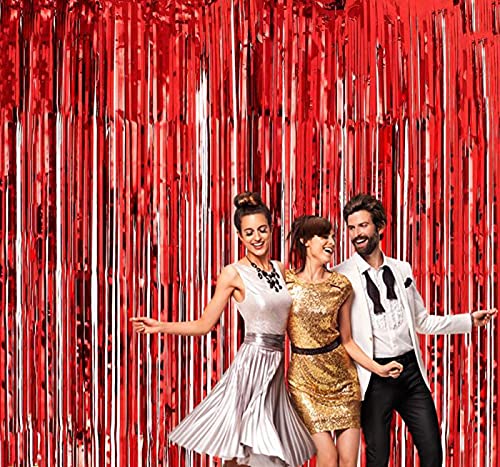 3ft x 6ft Metalic Fringe Foil Curtain With Red And Black Color (Pack of 2) - Image 2