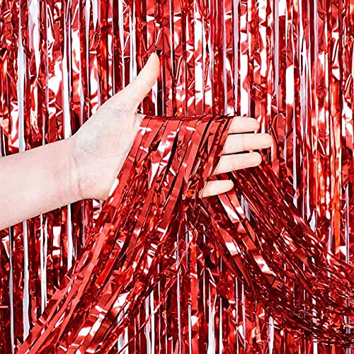 3ft x 6ft Metalic Fringe Foil Curtain With Red And Black Color (Pack of 2) - Image 3