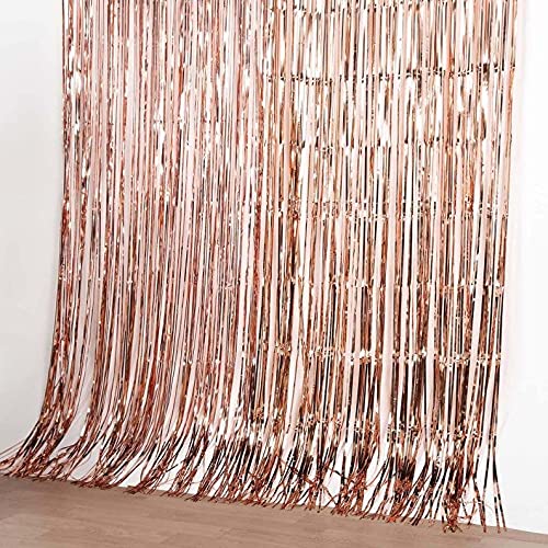 3ft x 6ft Metalic Fringe Foil Curtain With Rose Gold And Black Color (Pack of 2) - Image 2
